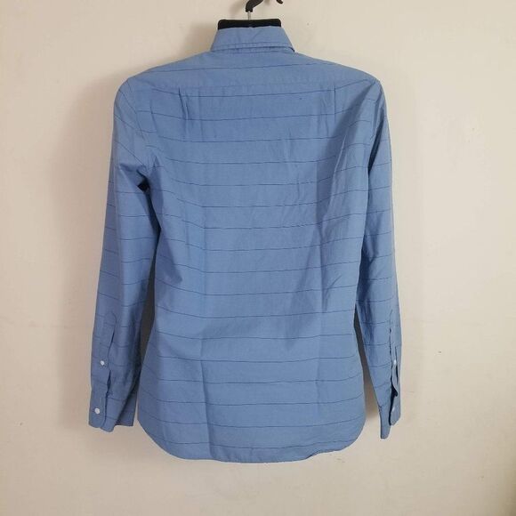 J Crew Slim Fit Shirt Blue Small Striped Preppy Business Casual Classic - Picture 3 of 4